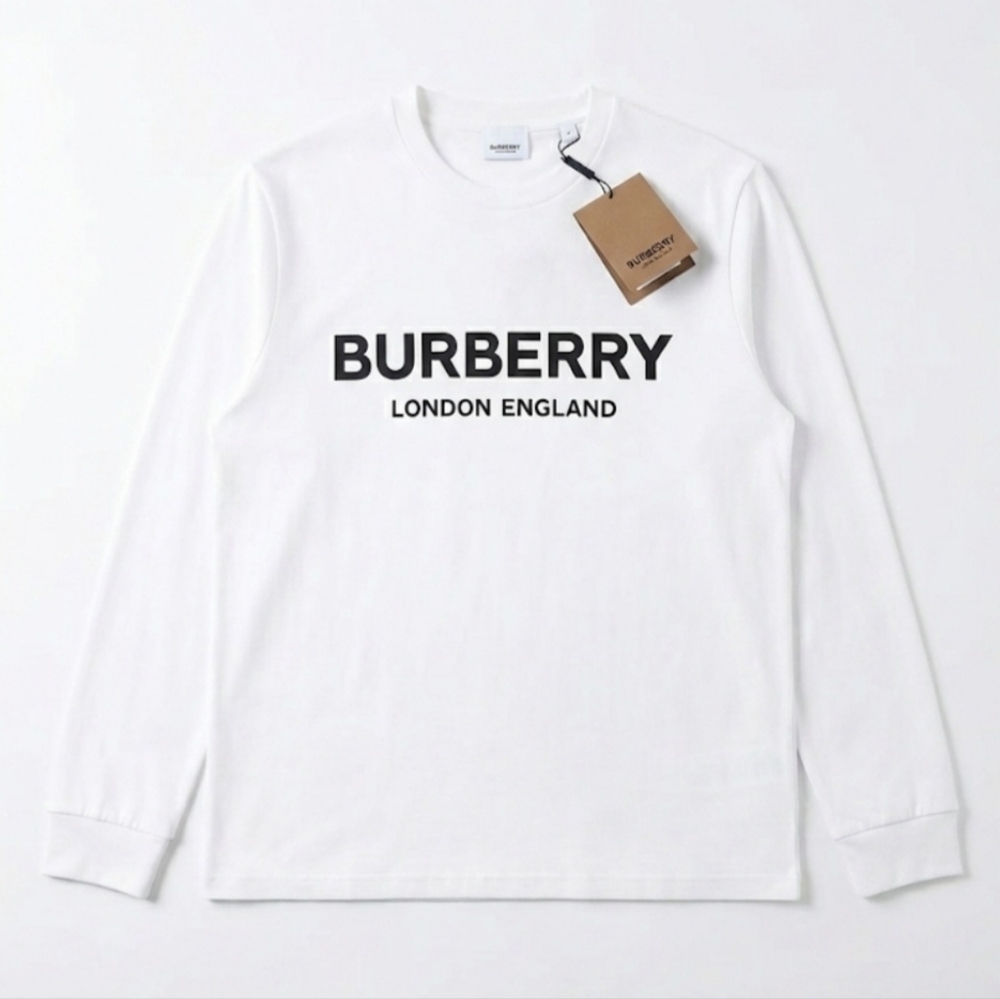 Kids Burberry White Long Sleeve Tee with Logo Size 12 Years Old 10/12